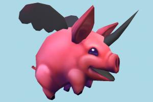 Lulu Pig League-of-Legends, Lulu, pig, animal, cartoon, toon, low-poly
